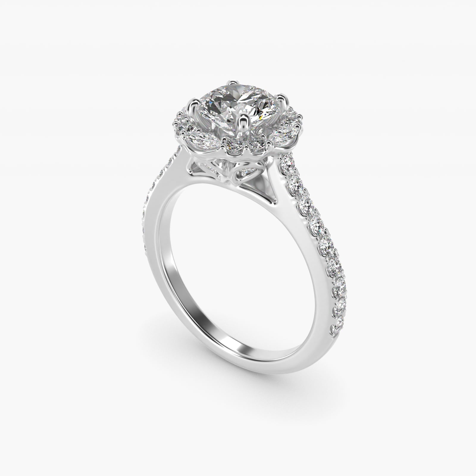 The Ritz Oval Halo Diamond Engagement Ring in 18k White Gold (1/2 ct. tw.) - Round Center