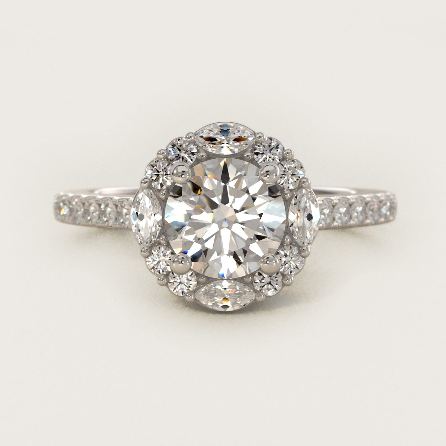 The Ritz Oval Halo Diamond Engagement Ring in 14k White Gold (1/2 ct. tw.) - Round Center