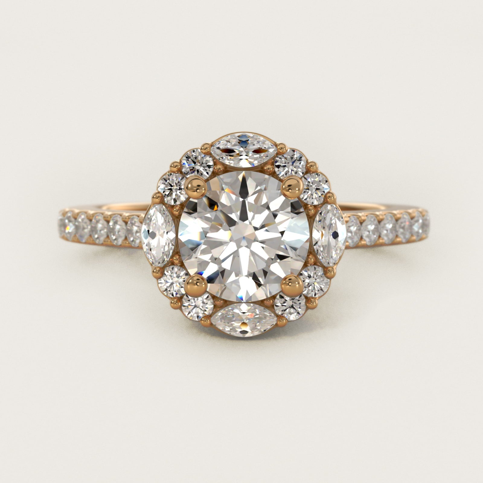 The Ritz Oval Halo Diamond Engagement Ring in 14K Yellow Gold (1/2 ct. tw.) - Round Center