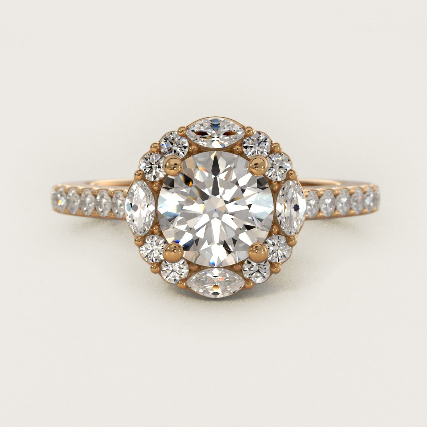 The Ritz Oval Halo Diamond Engagement Ring in 18k Yellow Gold (1/2 ct. tw.) - Round Center