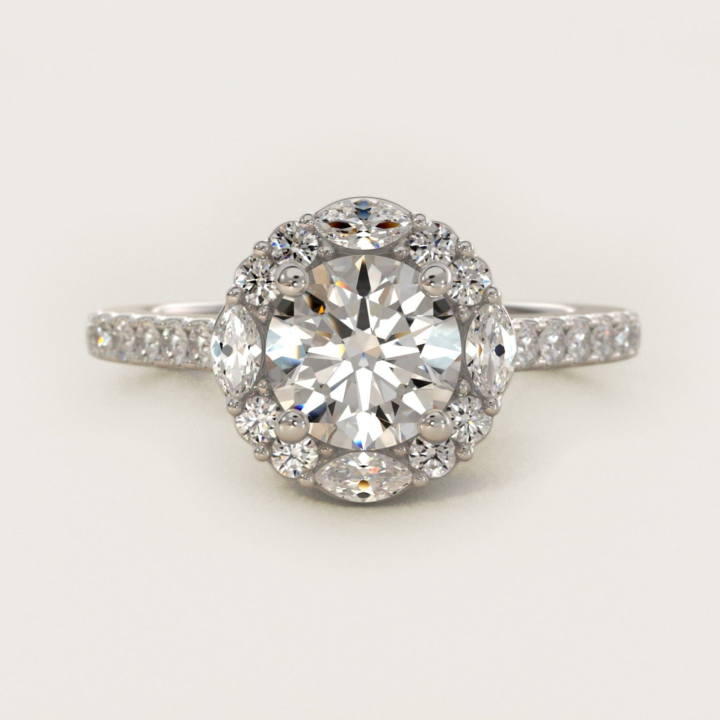 The Ritz Oval Halo Diamond Engagement Ring in Platinum (1/2 ct. tw.) - Round Center