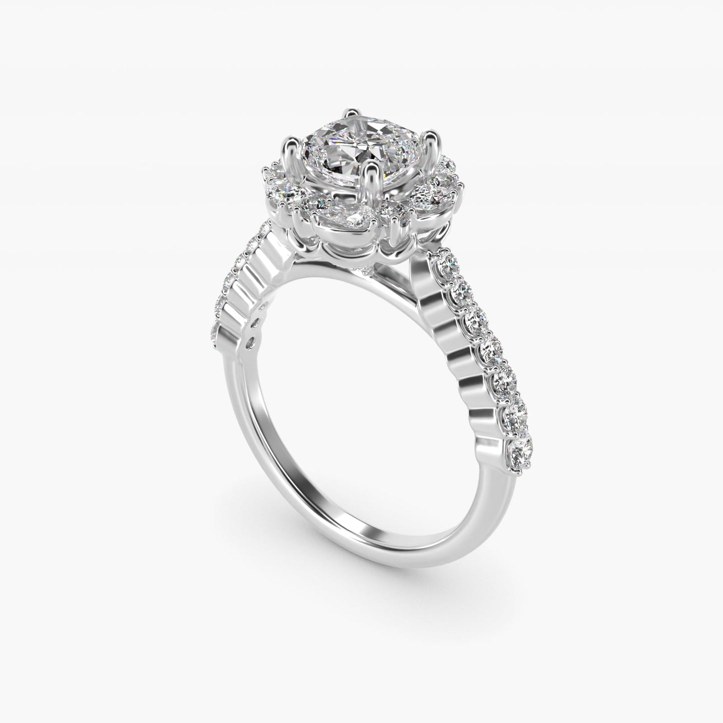 The Ritz Round Halo Diamond Engagement Ring in 14k White Gold (3/8 ct. tw.) - Cushion Center