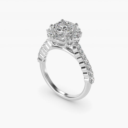 The Ritz Round Halo Diamond Engagement Ring in 18k White Gold (3/8 ct. tw.) - Cushion Center