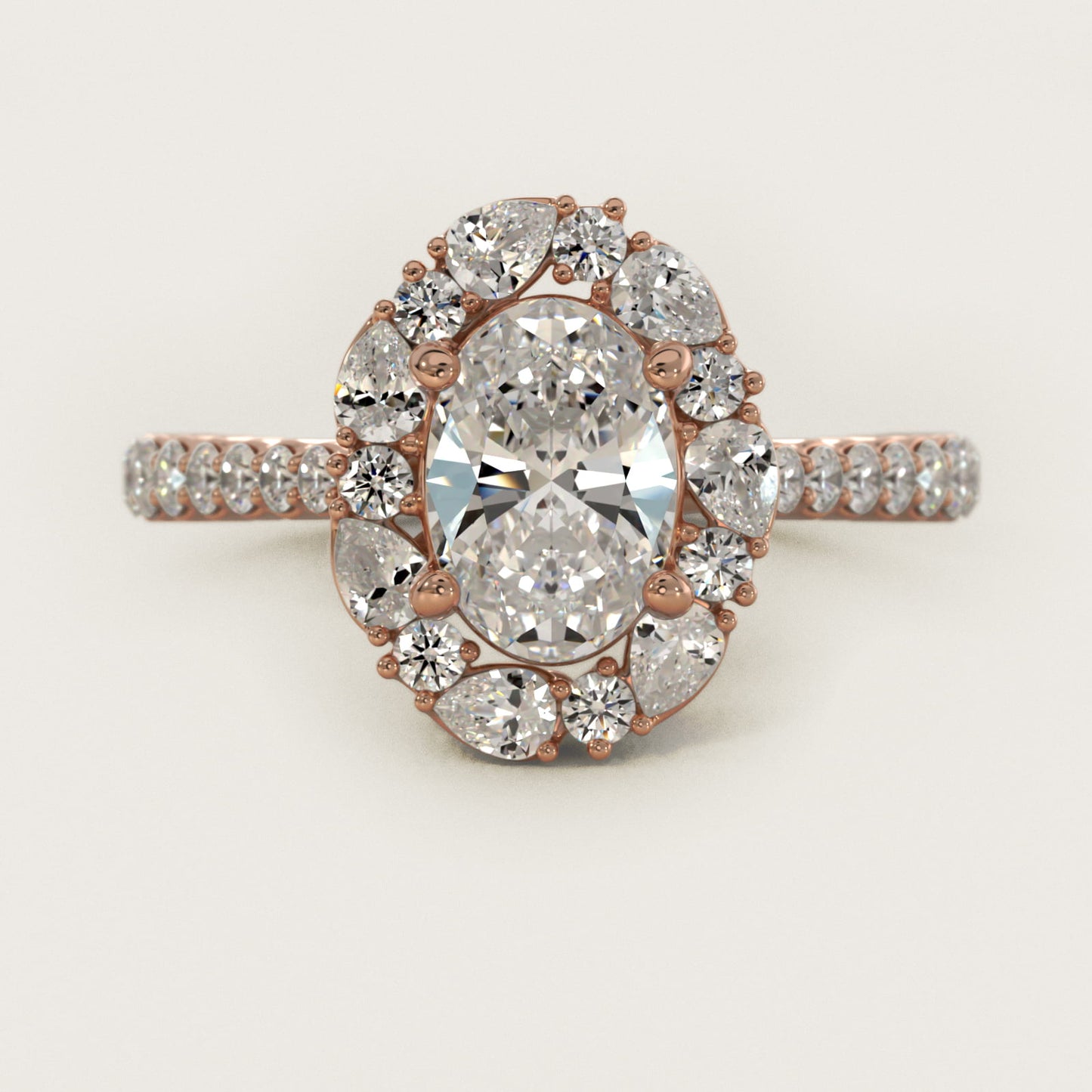 The Ritz Round Halo Diamond Engagement Ring in 14k Rose Gold (3/8 ct. tw.) - Oval Center