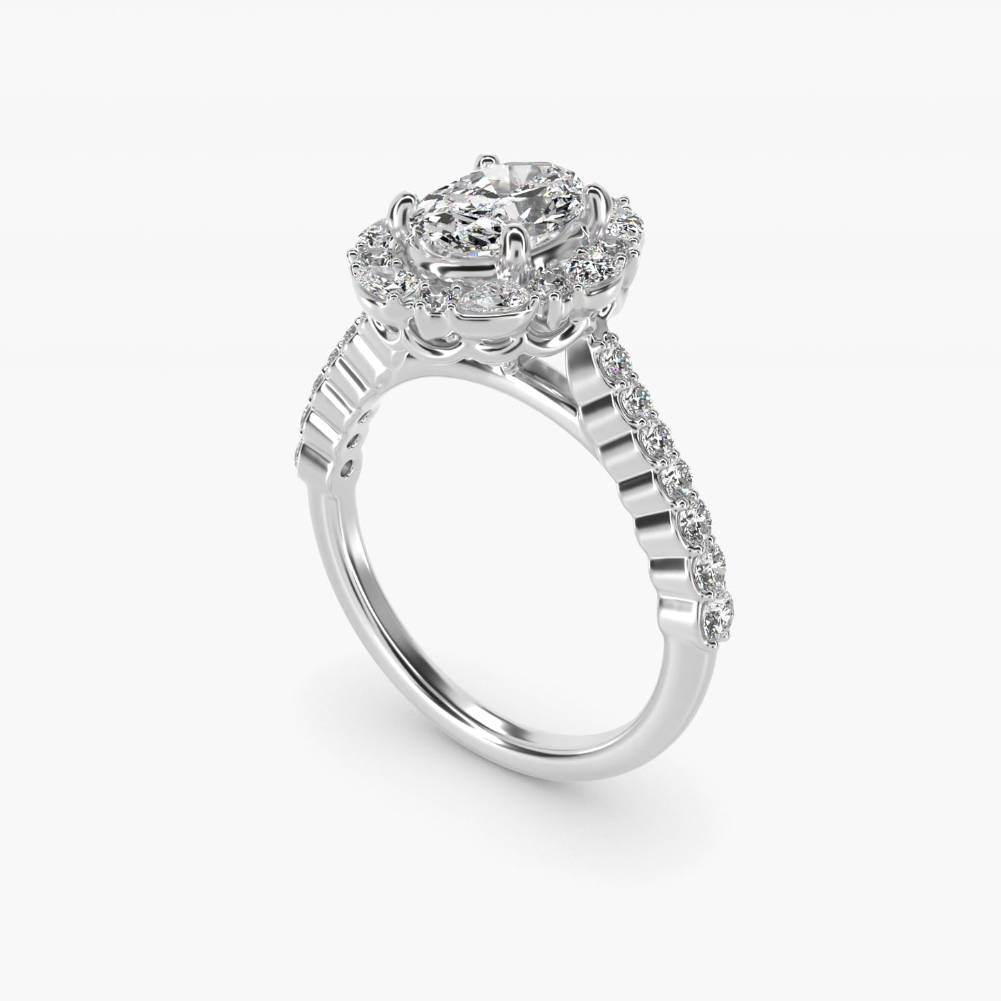 The Ritz Round Halo Diamond Engagement Ring in 14k White Gold (3/8 ct. tw.) - Oval Center