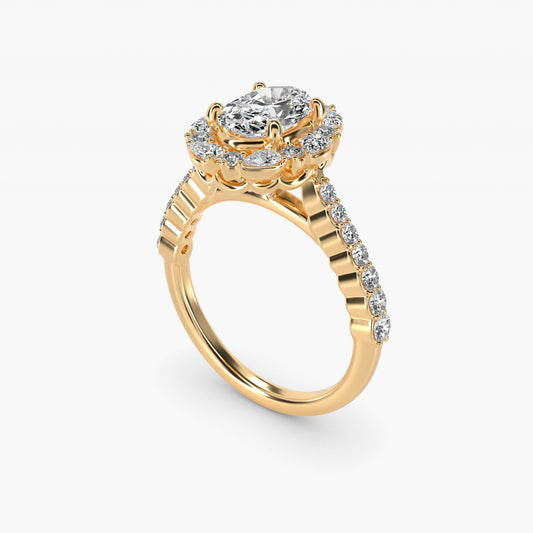 The Ritz Round Halo Diamond Engagement Ring in 14K Yellow Gold (3/8 ct. tw.) - Oval Center