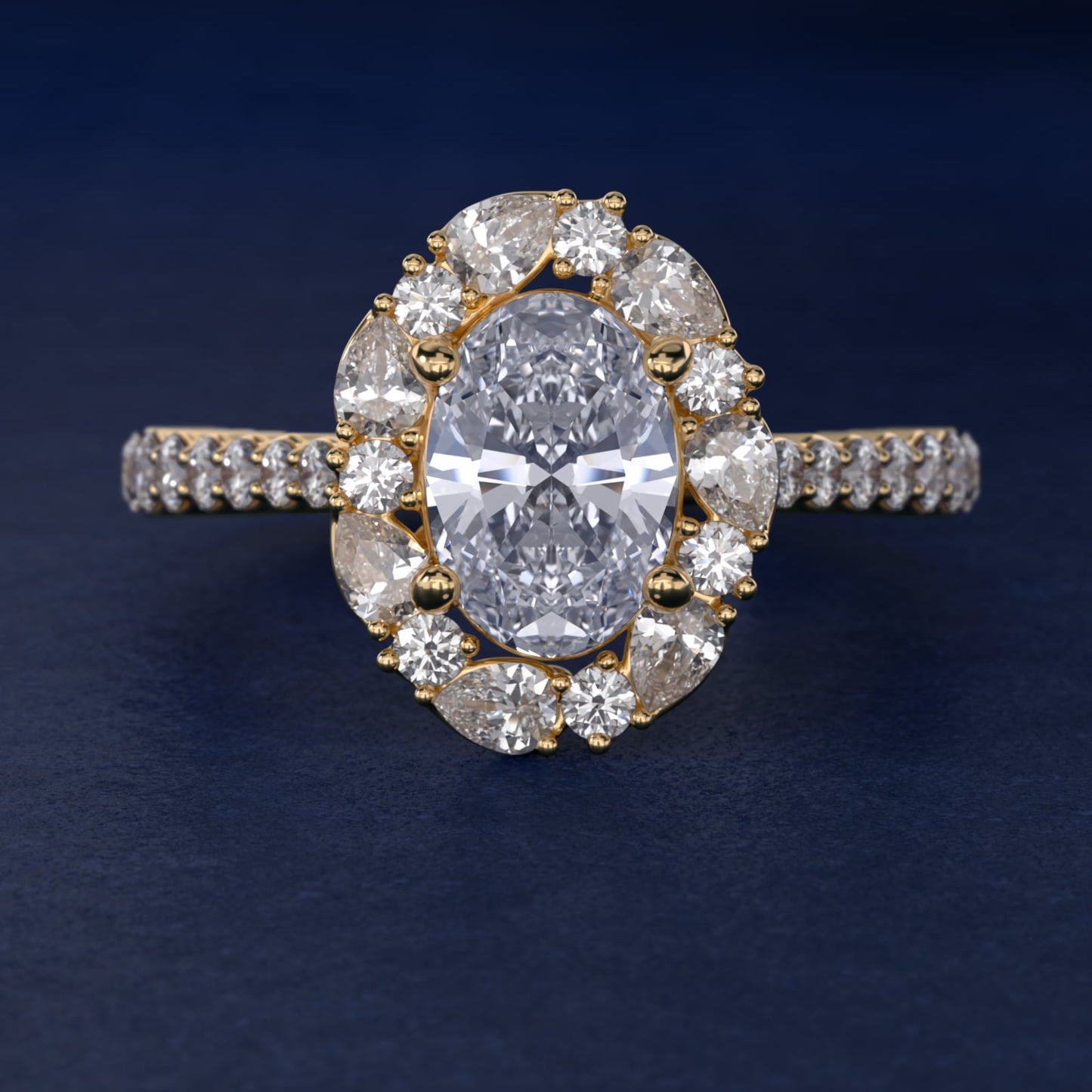 The Ritz Round Halo Diamond Engagement Ring in 18k Yellow Gold (3/8 ct. tw.) - Oval Center