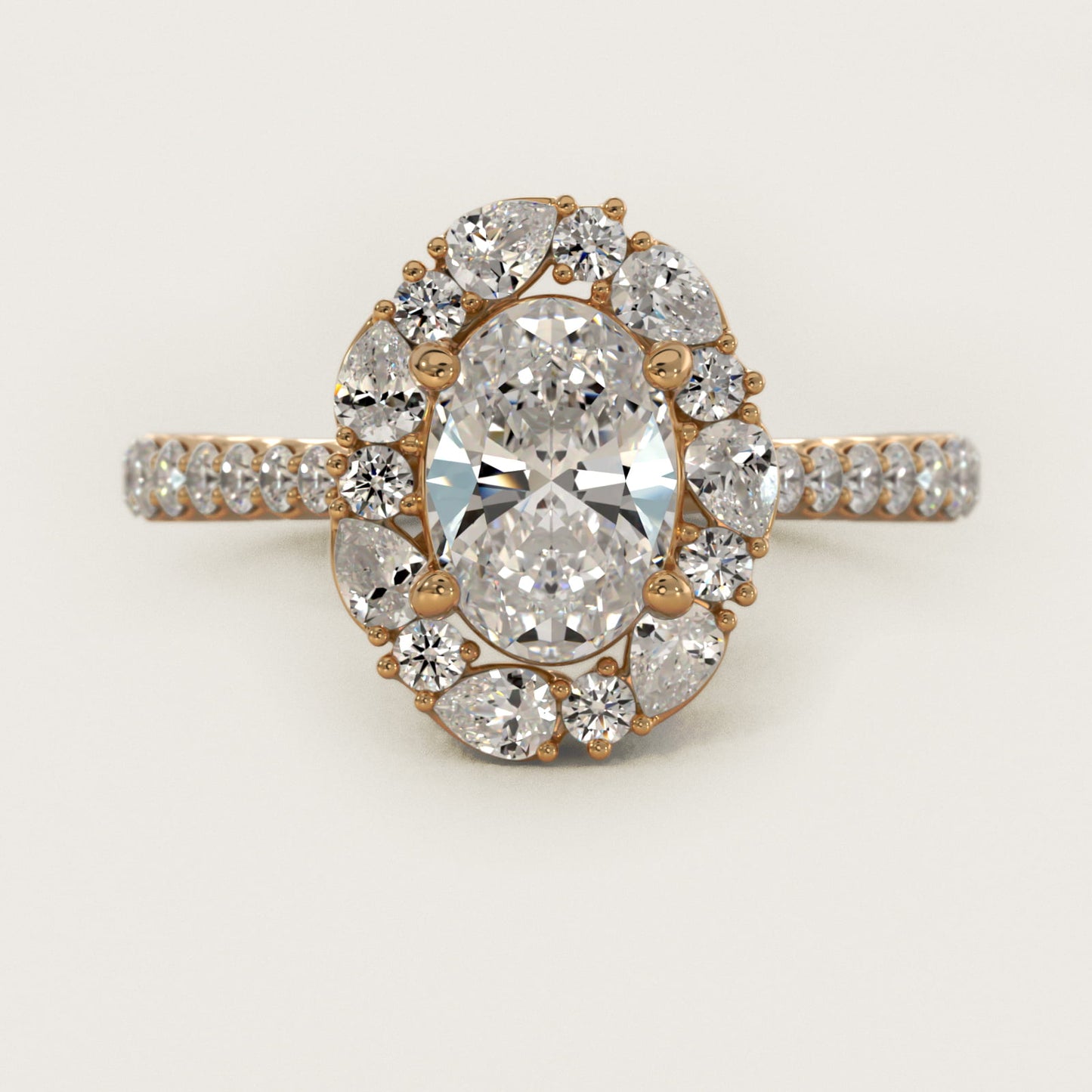 The Ritz Round Halo Diamond Engagement Ring in 18k Yellow Gold (3/8 ct. tw.) - Oval Center