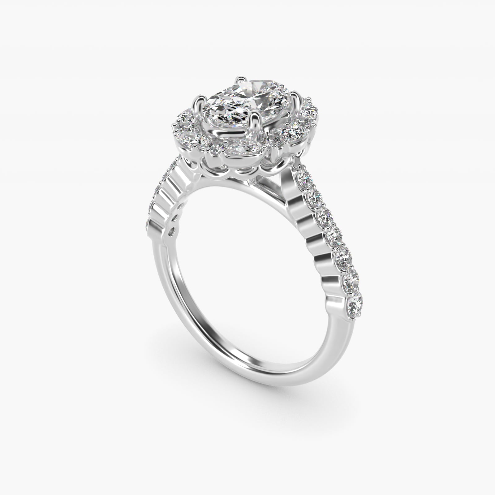 The Ritz Round Halo Diamond Engagement Ring in Platinum (3/8 ct. tw.) - Oval Center