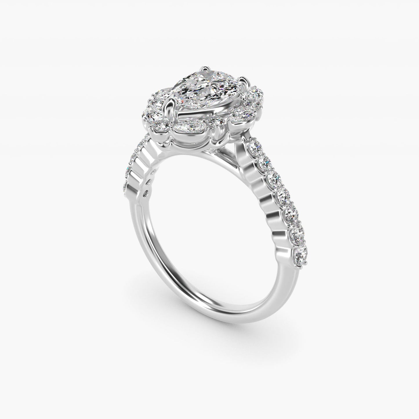 The Ritz Round Halo Diamond Engagement Ring in 14k White Gold (3/8 ct. tw.) - Pear Center