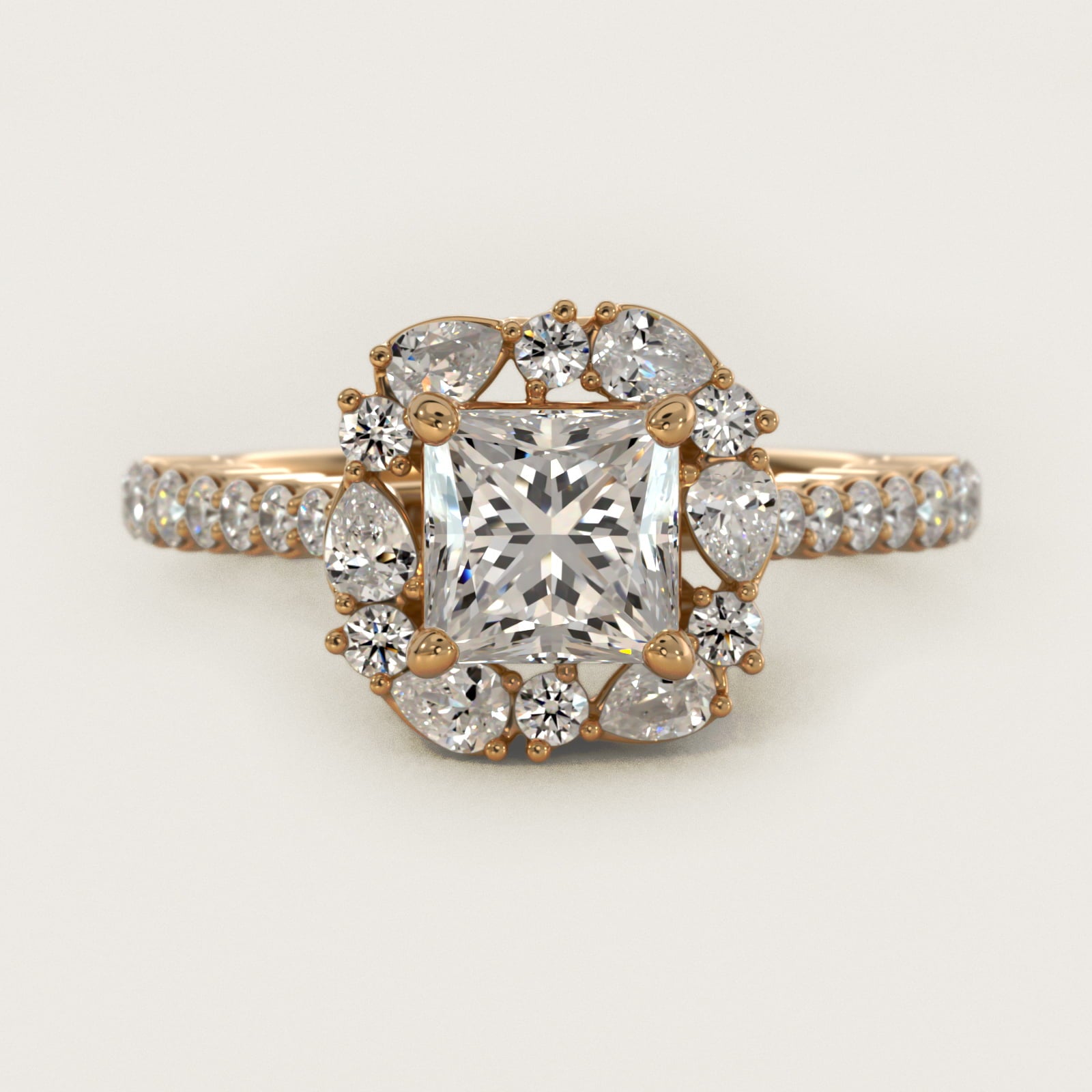 The Ritz Round Halo Diamond Engagement Ring in 18k Yellow Gold (3/8 ct. tw.) - Princess Center