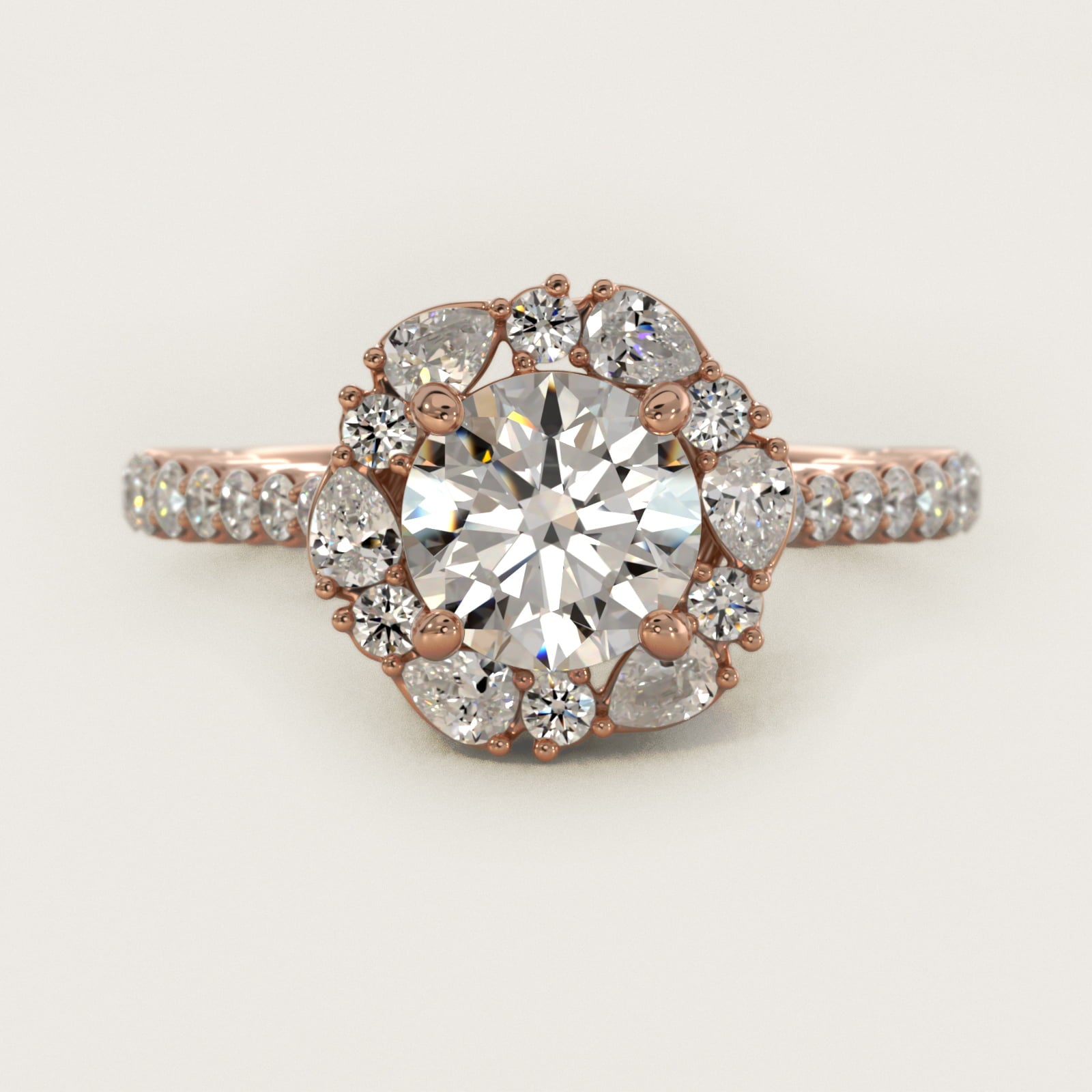 The Ritz Round Halo Diamond Engagement Ring in 14k Rose Gold (3/8 ct. tw.) - Round Center