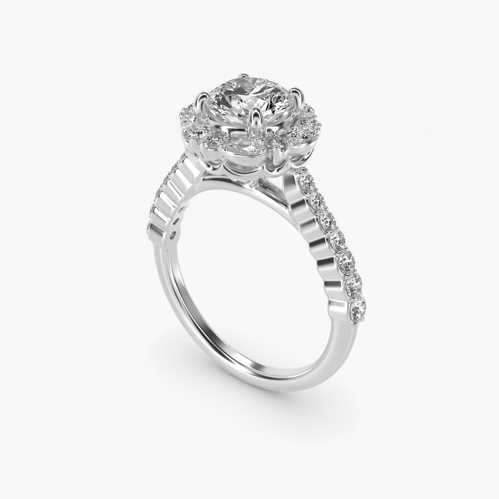 The Ritz Round Halo Diamond Engagement Ring in 14k White Gold (3/8 ct. tw.) - Round Center