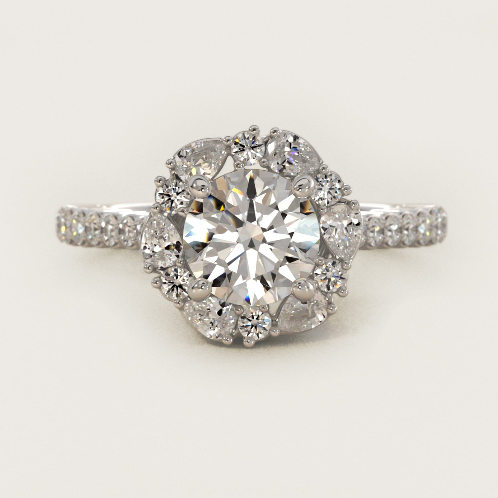 The Ritz Round Halo Diamond Engagement Ring in 18k White Gold (3/8 ct. tw.) - Round Center