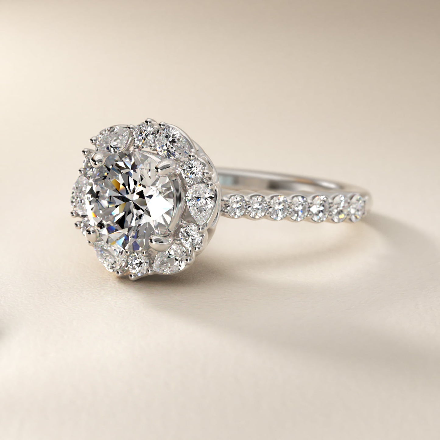 The Ritz Round Halo Diamond Engagement Ring in 14k White Gold (3/8 ct. tw.) - Round Center