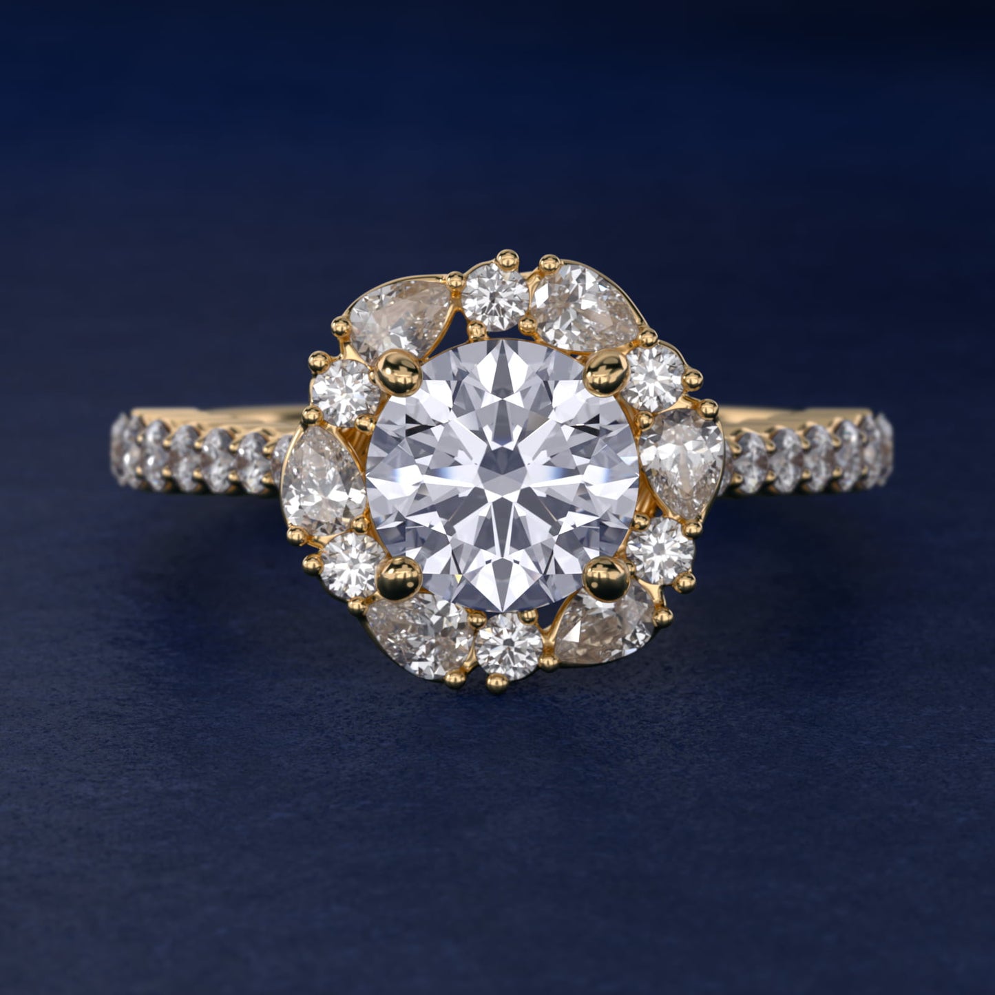 The Ritz Round Halo Diamond Engagement Ring in 14K Yellow Gold (3/8 ct. tw.) - Round Center
