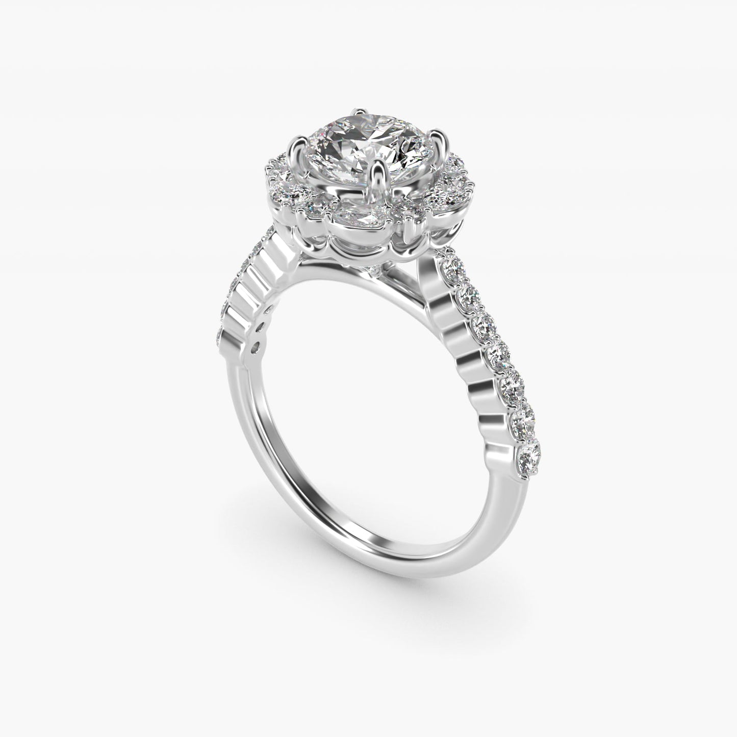 The Ritz Round Halo Diamond Engagement Ring in Platinum (3/8 ct. tw.) - Round Center