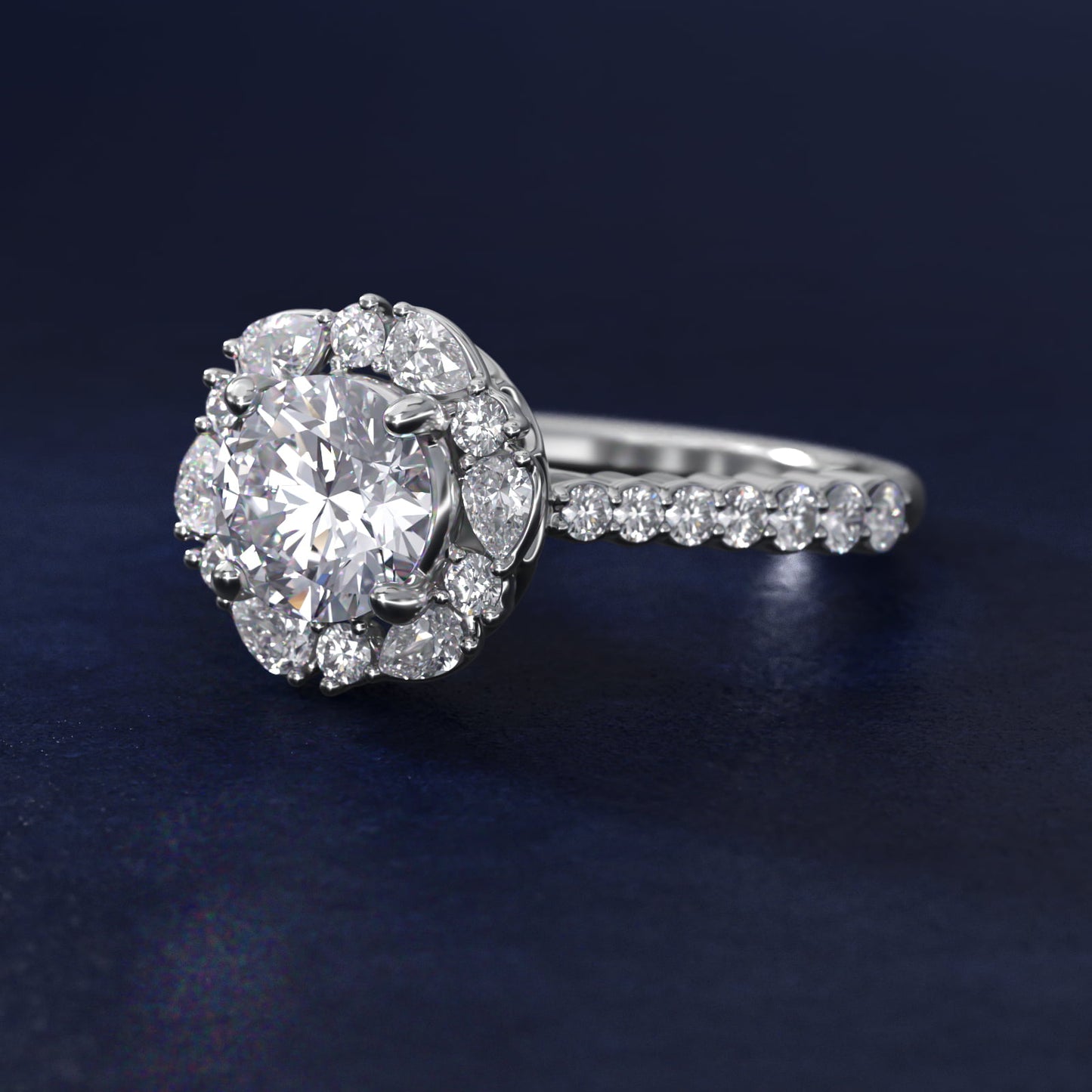The Ritz Round Halo Diamond Engagement Ring in Platinum (3/8 ct. tw.) - Round Center