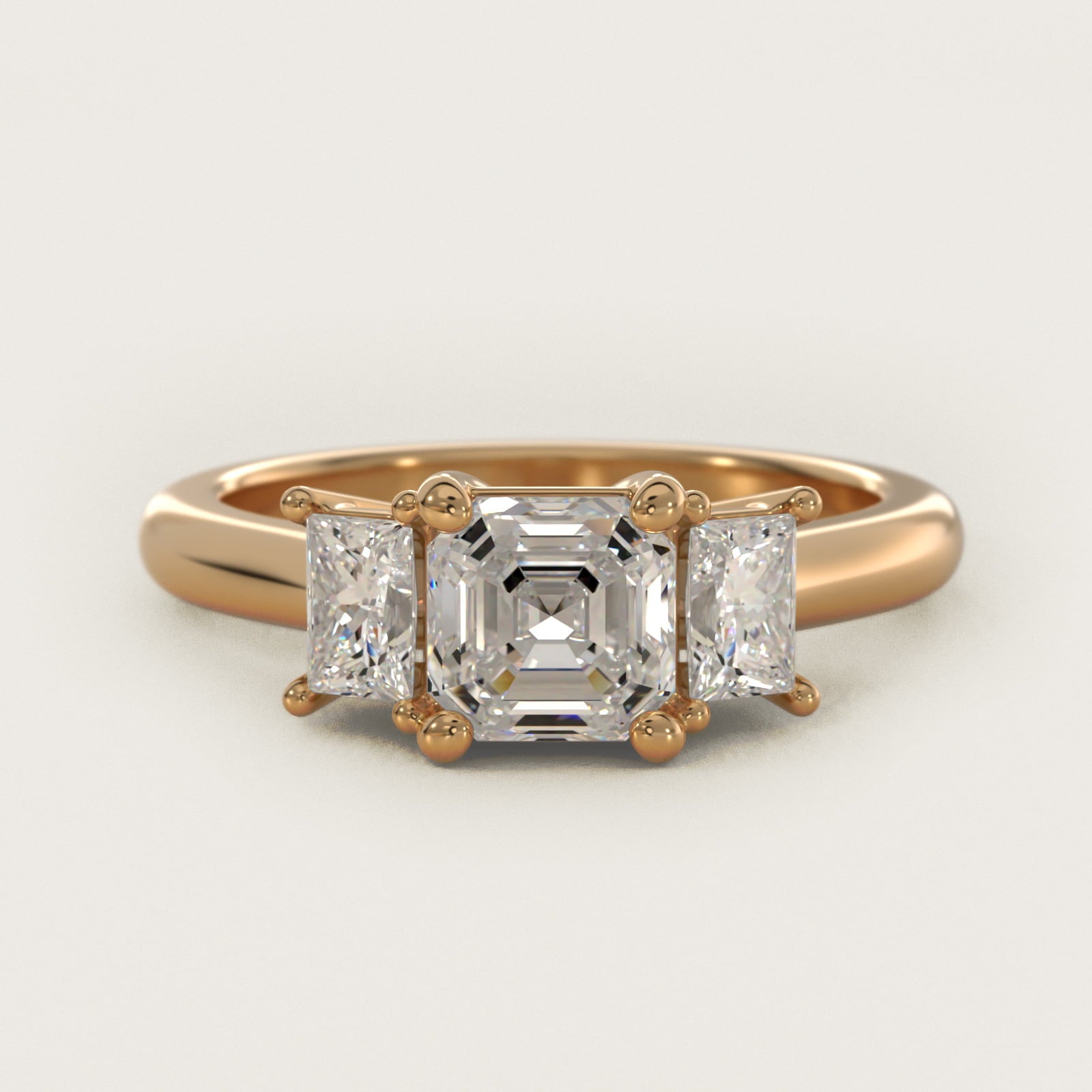Three-Stone Elongated Princess Diamond Engagement Ring in 14K Yellow Gold (1/2 ct. tw.) - Asscher Center