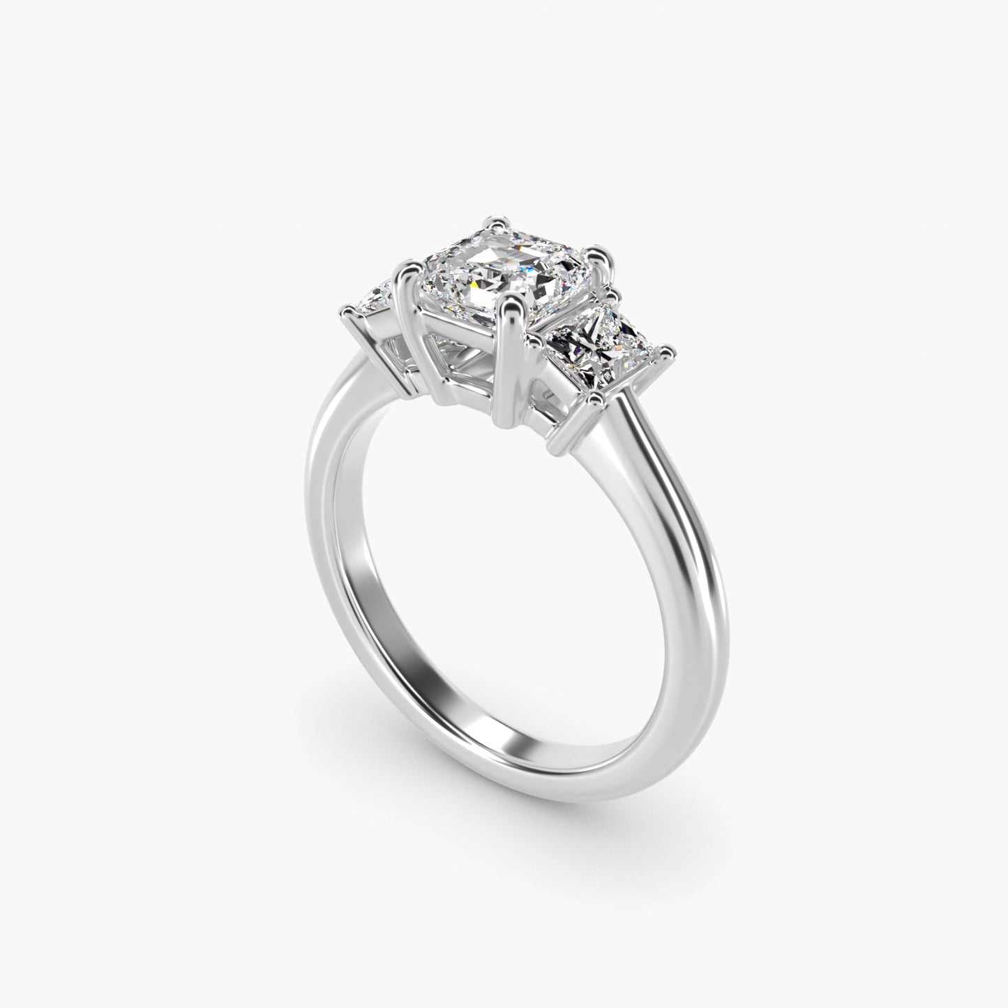 Three-Stone Elongated Princess Diamond Engagement Ring in Platinum (1/2 ct. tw.) - Asscher Center