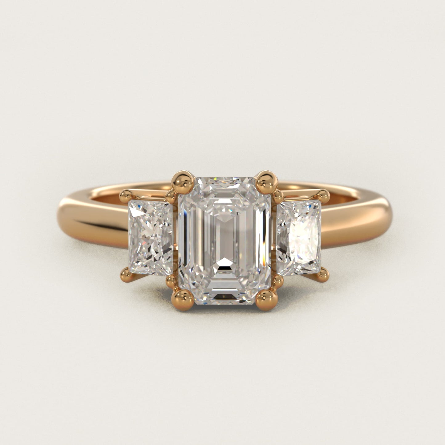 Three-Stone Elongated Princess Diamond Engagement Ring in 18k Yellow Gold (1/2 ct. tw.) - Emerald Center