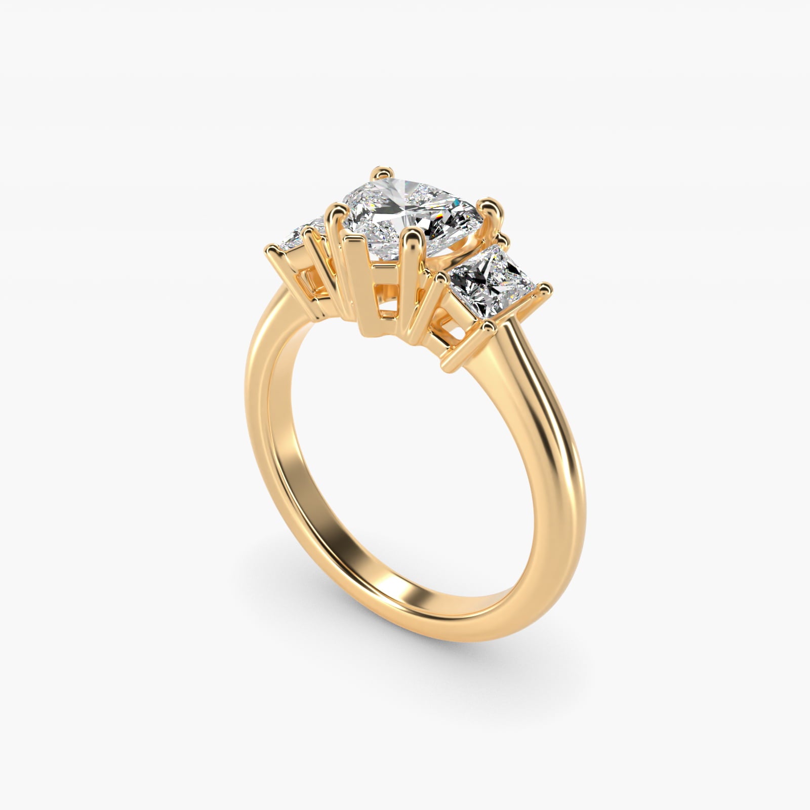Three-Stone Elongated Princess Diamond Engagement Ring in 14K Yellow Gold (1/2 ct. tw.) - Heart Center