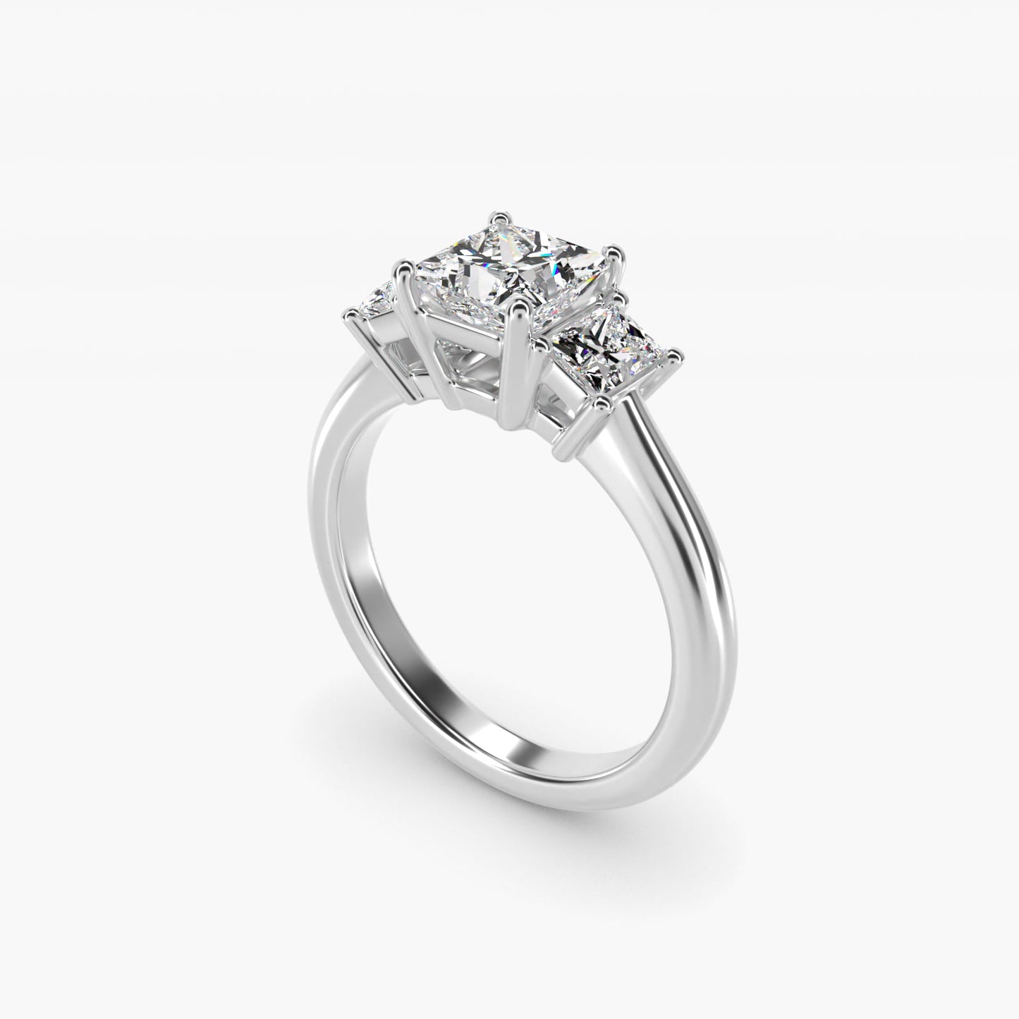 Three-Stone Elongated Princess Diamond Engagement Ring in 14K White Gold (1/2 ct. tw.) - Princess Center
