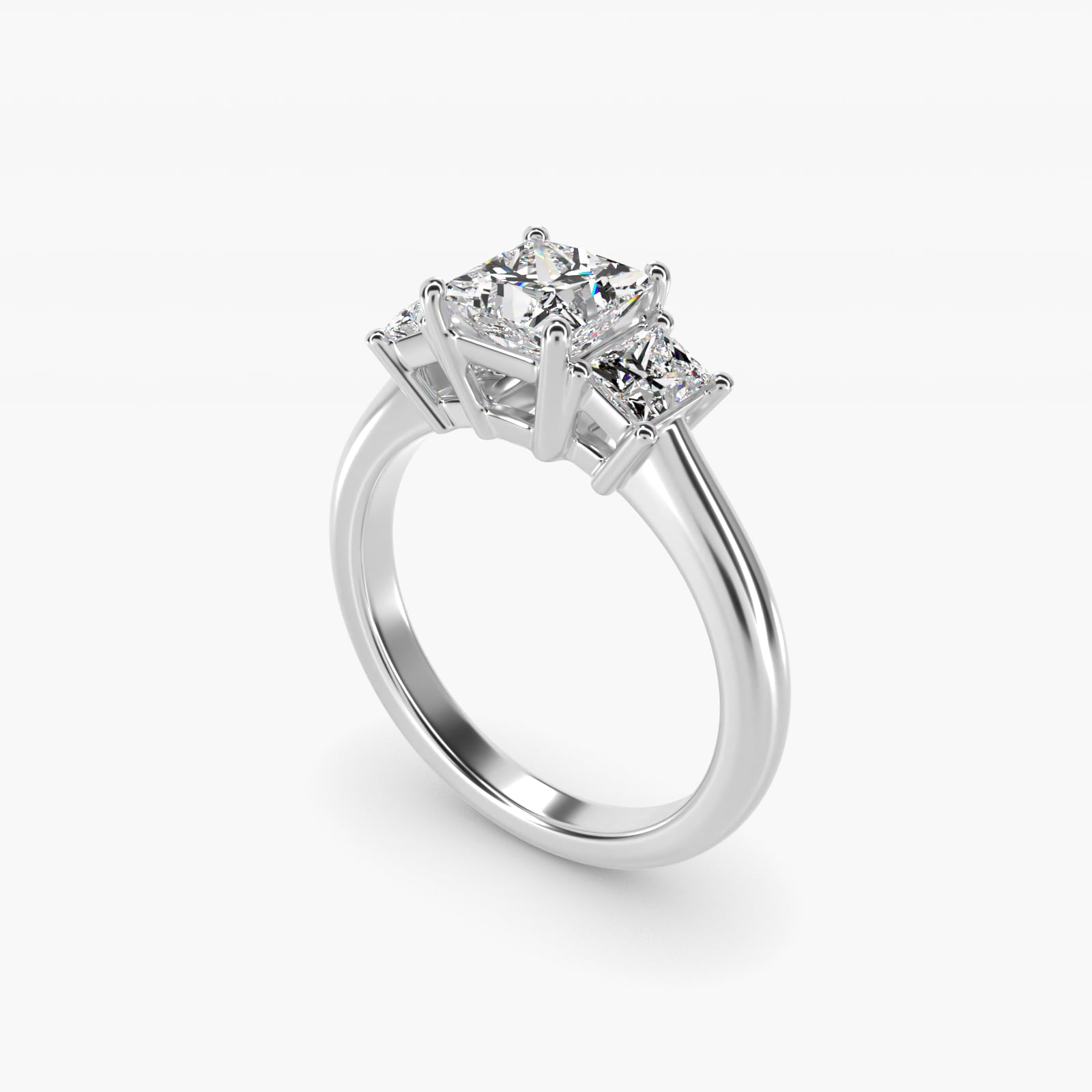 Three-Stone Elongated Princess Diamond Engagement Ring in 14K White Gold (1/2 ct. tw.) - Princess Center