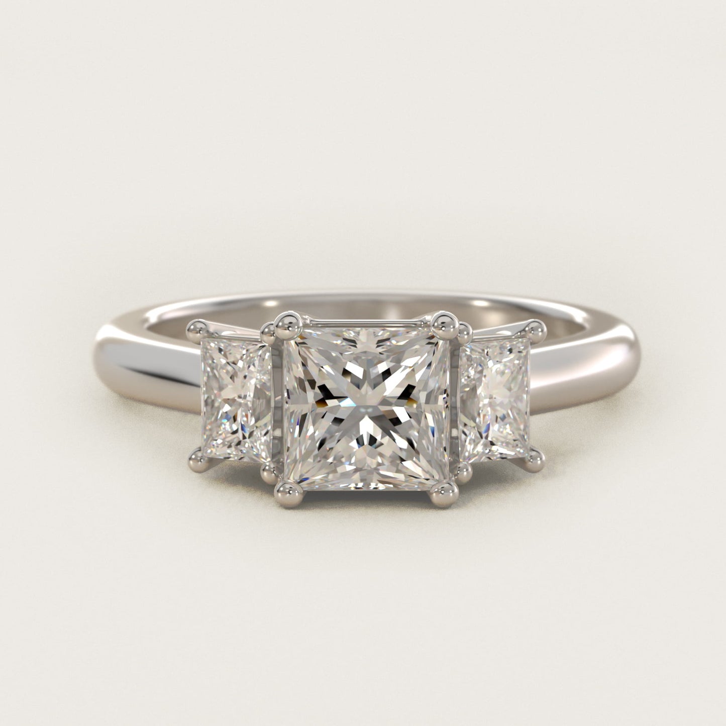 Three-Stone Elongated Princess Diamond Engagement Ring in 14K White Gold (1/2 ct. tw.) - Princess Center