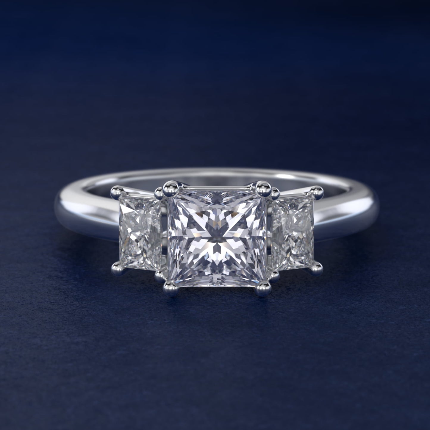 Three-Stone Elongated Princess Diamond Engagement Ring in Platinum (1/2 ct. tw.) - Princess Center