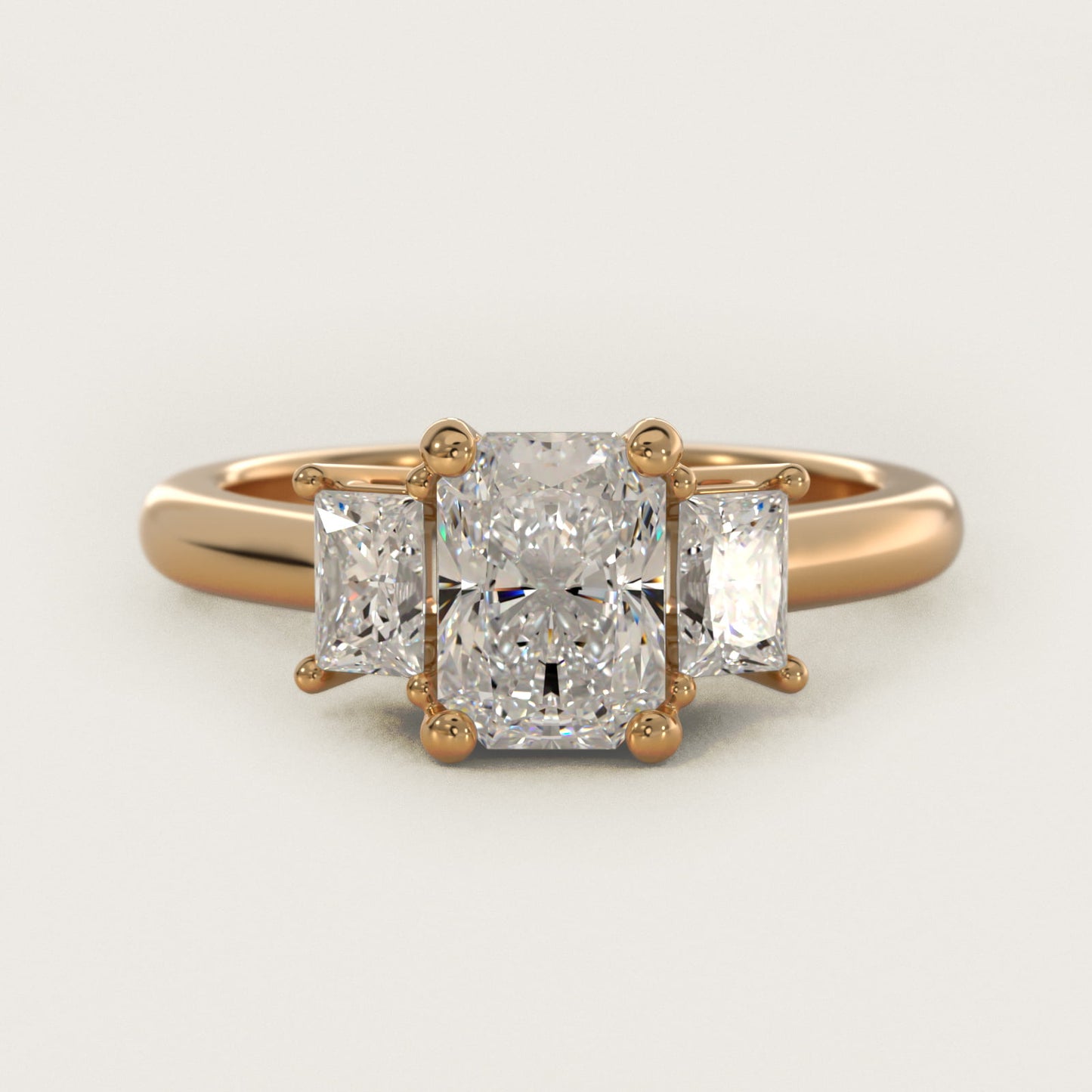 Three-Stone Elongated Princess Diamond Engagement Ring in 14K Yellow Gold (1/2 ct. tw.) - Radiant Center