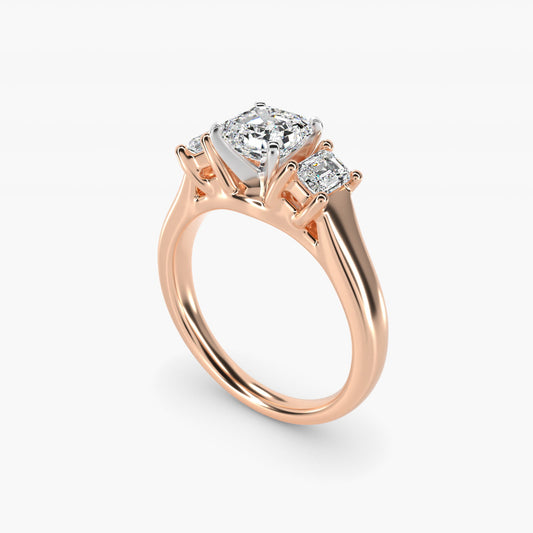 Three-Stone Emerald-Cut Diamond Engagement Ring in 14k Rose Gold (1/3 ct tw.) By Zac Zac Posen - Asscher Center