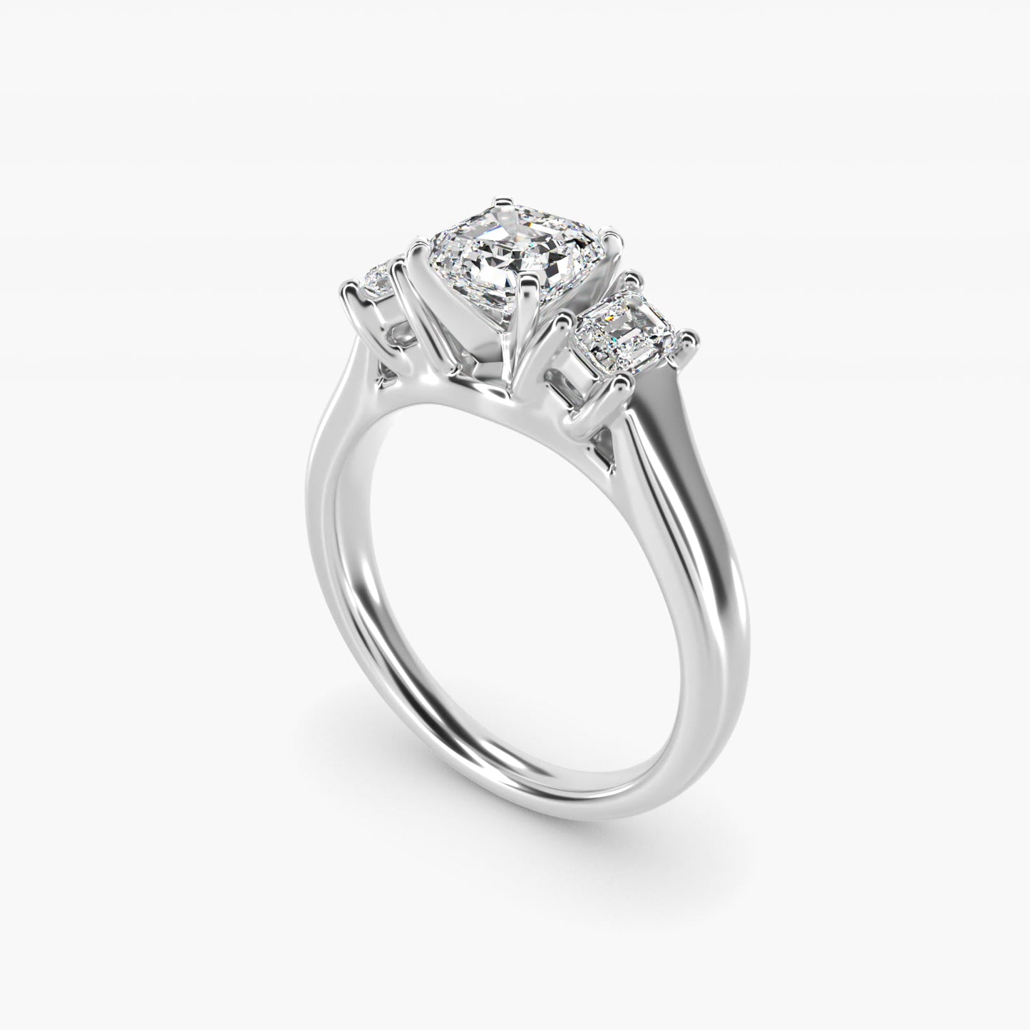Three-Stone Emerald-Cut Diamond Engagement Ring in 14k White Gold (1/3 ct tw.) By Zac Zac Posen - Asscher Center