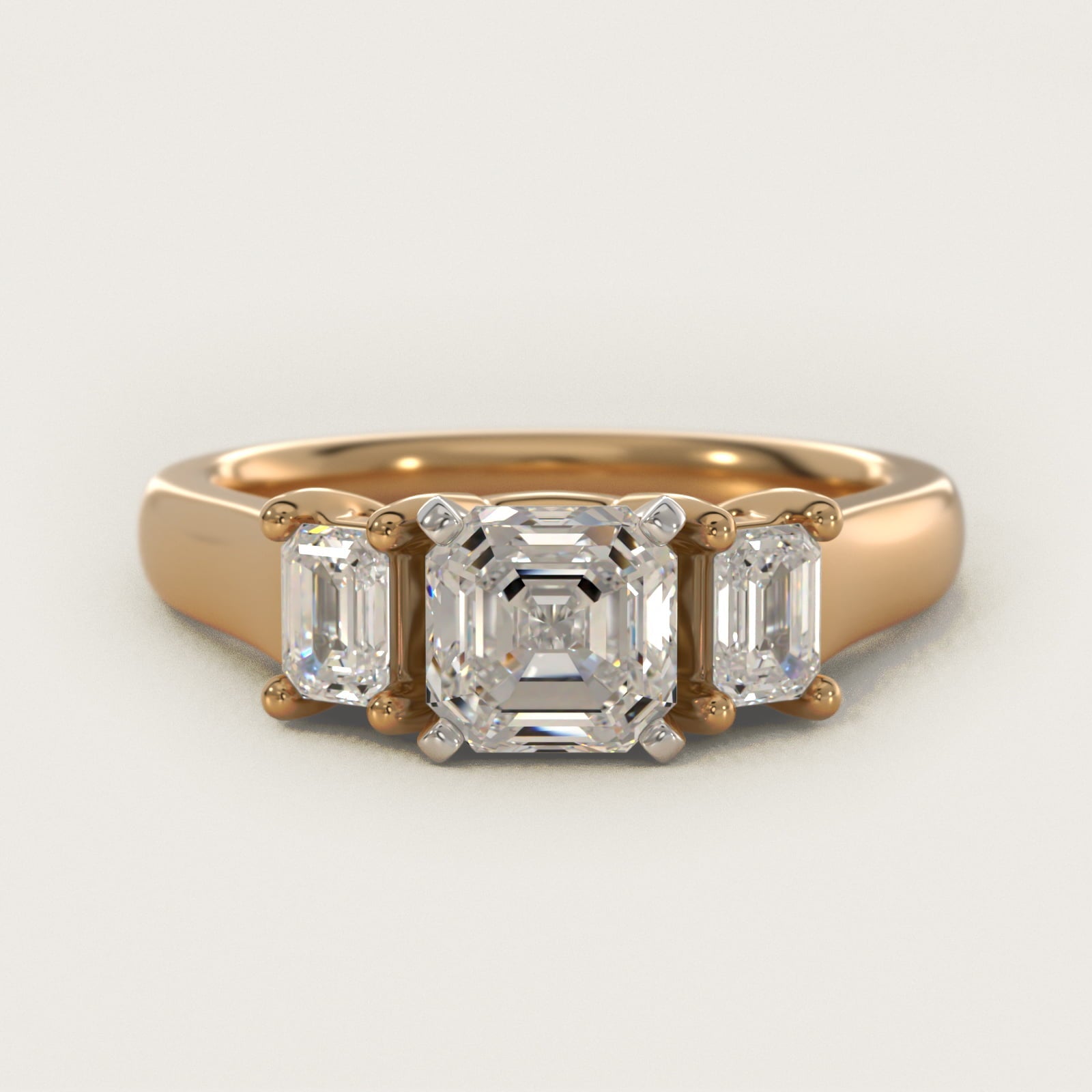 Three-Stone Emerald-Cut Diamond Engagement Ring in 18k Yellow Gold (1/3 ct tw.) By Zac Zac Posen - Asscher Center