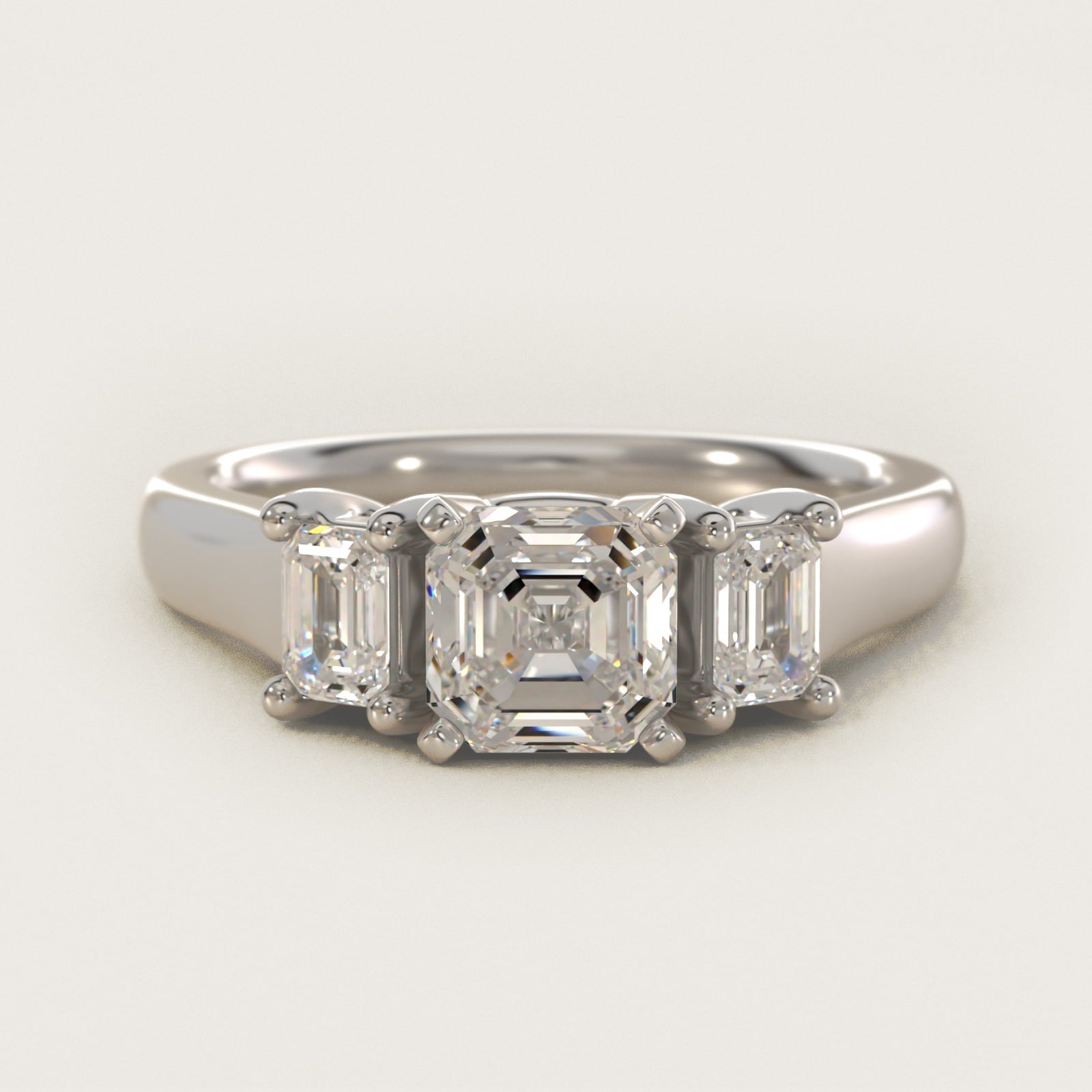 Three-Stone Emerald-Cut Diamond Engagement Ring in Platinum (1/3 ct tw.) By Zac Zac Posen - Asscher Center