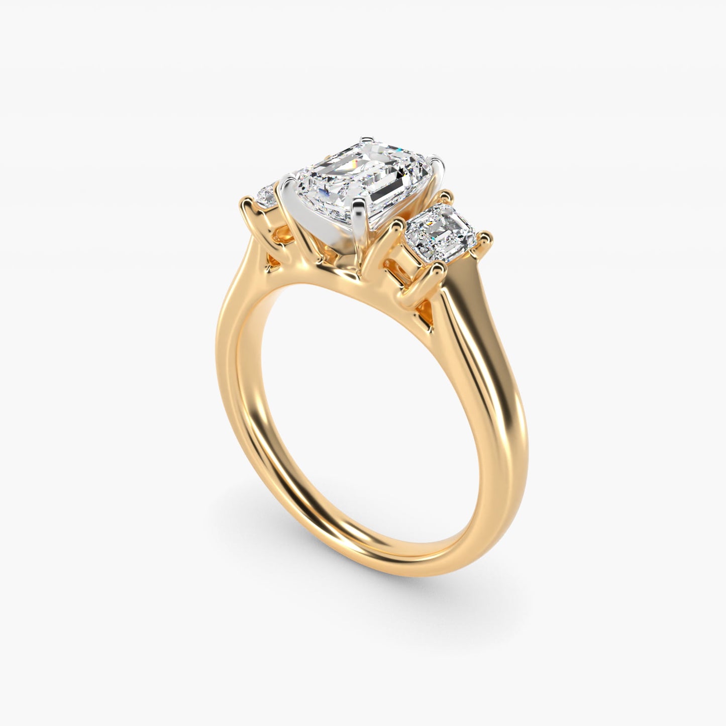 Three-Stone Emerald-Cut Diamond Engagement Ring in 14K Yellow Gold (1/3 ct tw.) By Zac Zac Posen - Emerald Center