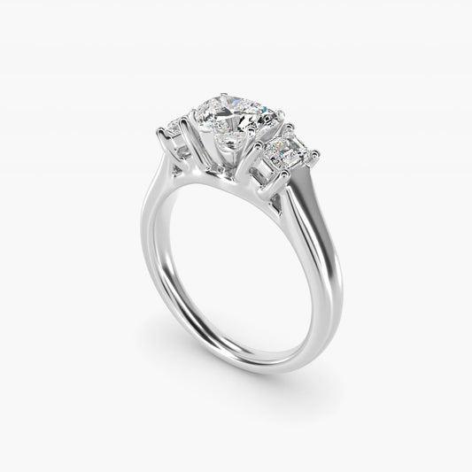 Three-Stone Emerald-Cut Diamond Engagement Ring in 18k White Gold (1/3 ct tw.) By Zac Zac Posen - Heart Center