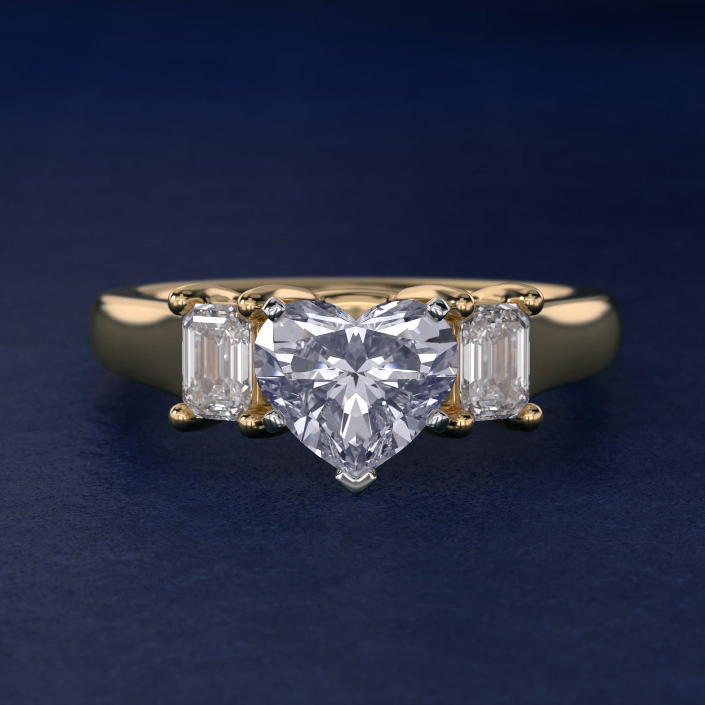 Three-Stone Emerald-Cut Diamond Engagement Ring in 14K Yellow Gold (1/3 ct tw.) By Zac Zac Posen - Heart Center