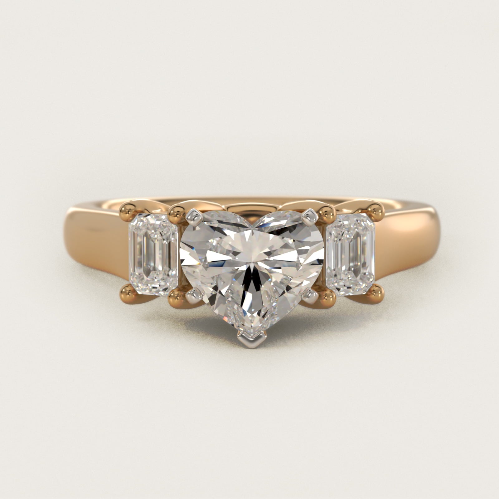 Three-Stone Emerald-Cut Diamond Engagement Ring in 14K Yellow Gold (1/3 ct tw.) By Zac Zac Posen - Heart Center