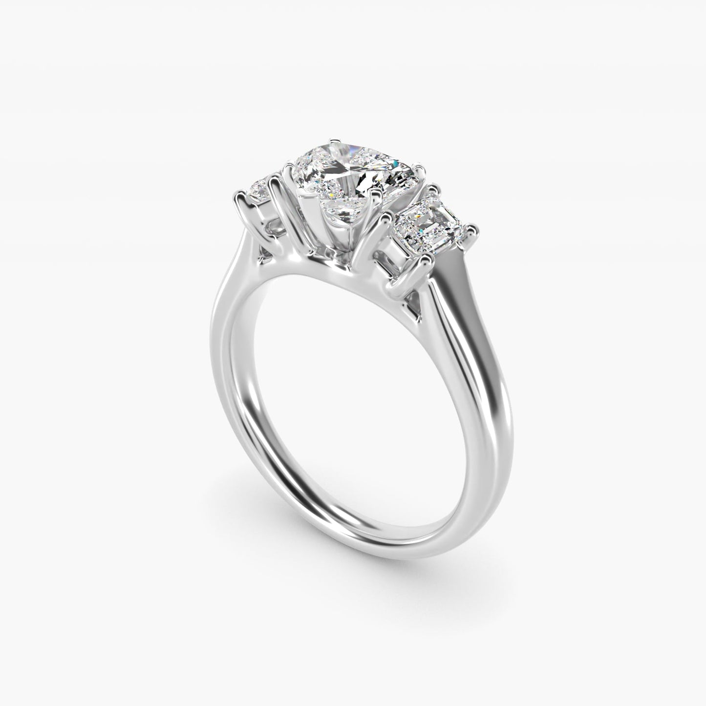 Three-Stone Emerald-Cut Diamond Engagement Ring in Platinum (1/3 ct tw.) By Zac Zac Posen - Heart Center