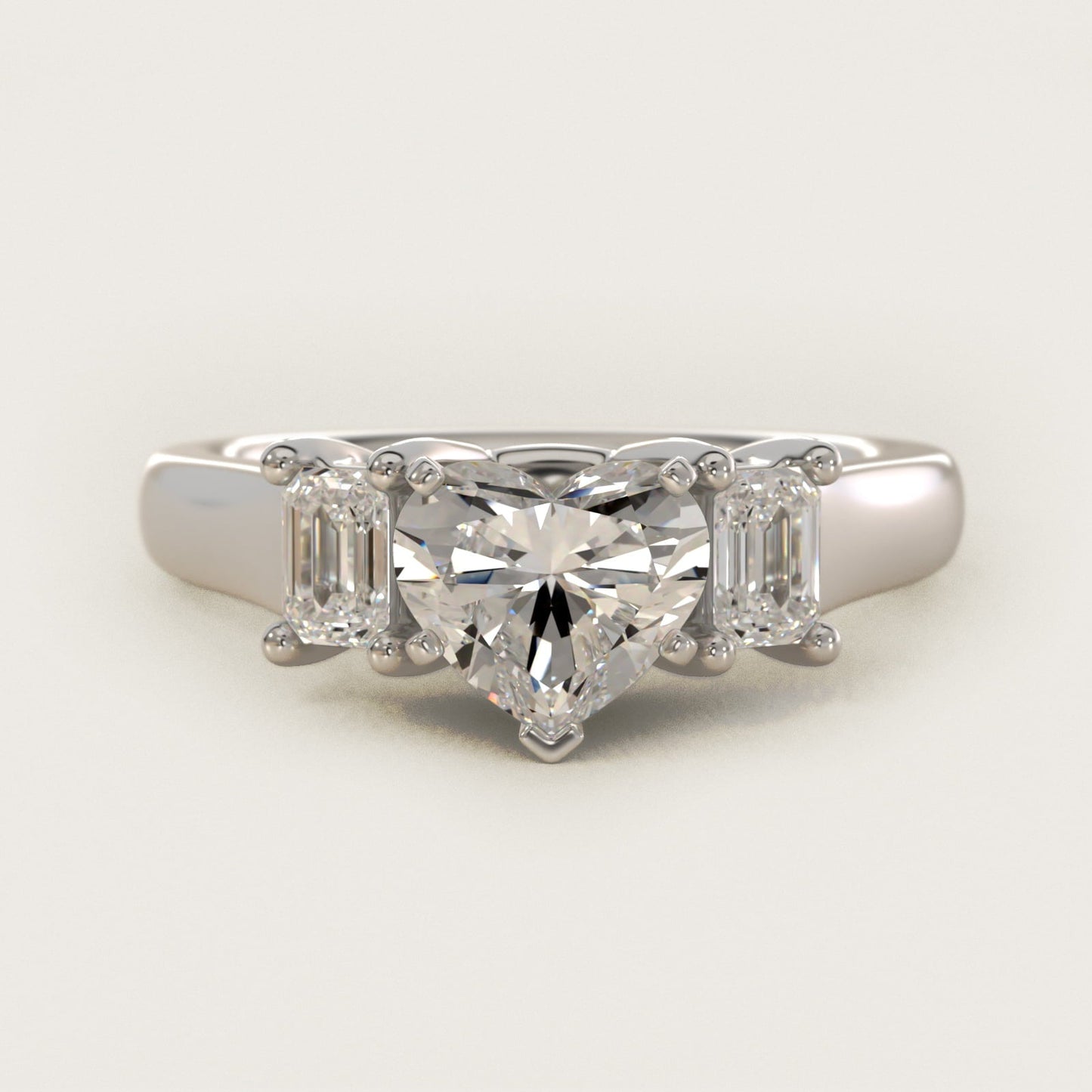 Three-Stone Emerald-Cut Diamond Engagement Ring in Platinum (1/3 ct tw.) By Zac Zac Posen - Heart Center