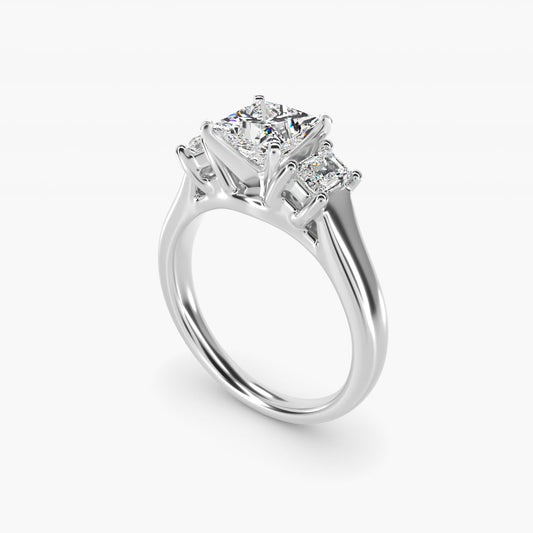 Three-Stone Emerald-Cut Diamond Engagement Ring in 14k White Gold (1/3 ct tw.) By Zac Zac Posen - Princess Center