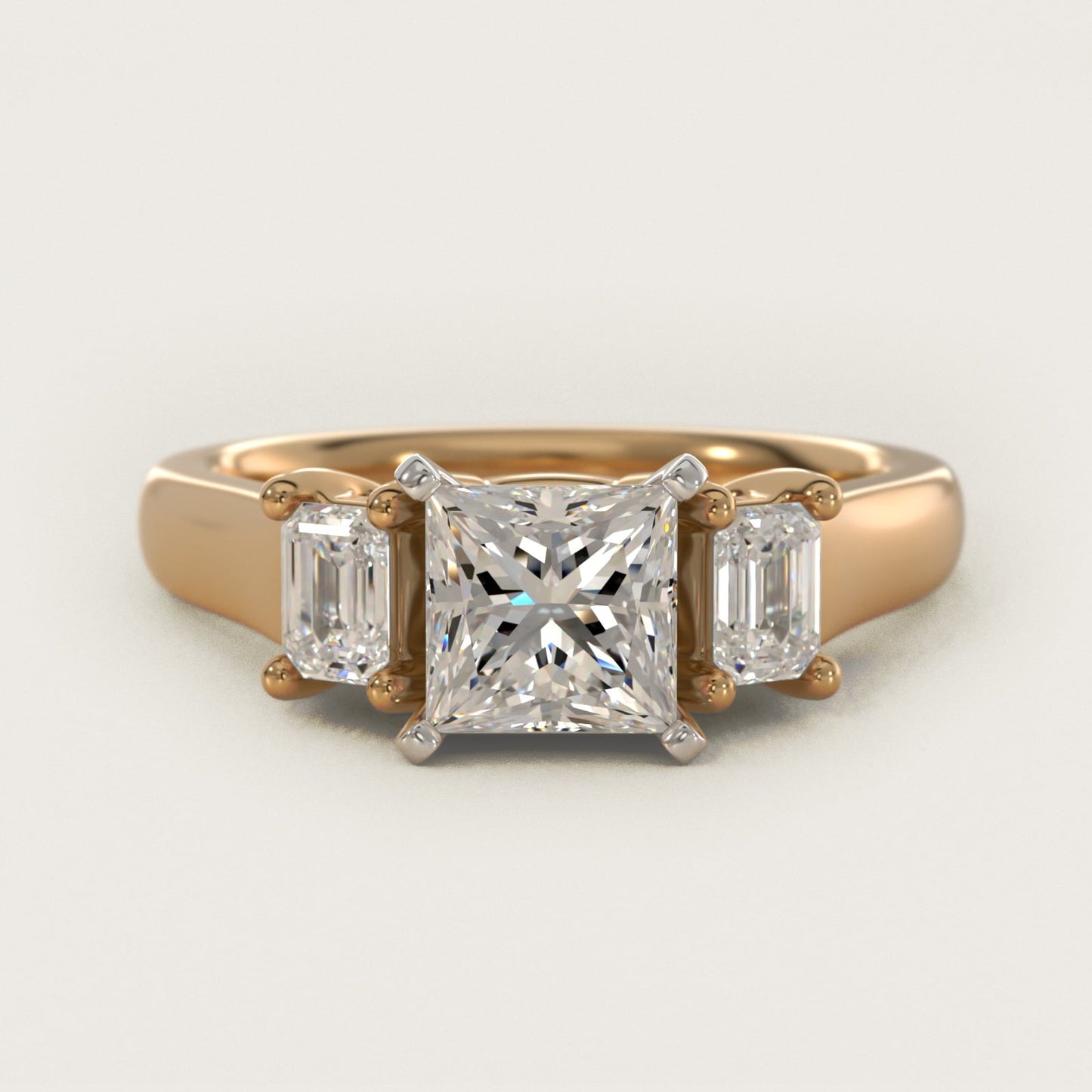 Three-Stone Emerald-Cut Diamond Engagement Ring in 18k Yellow Gold (1/3 ct tw.) By Zac Zac Posen - Princess Center