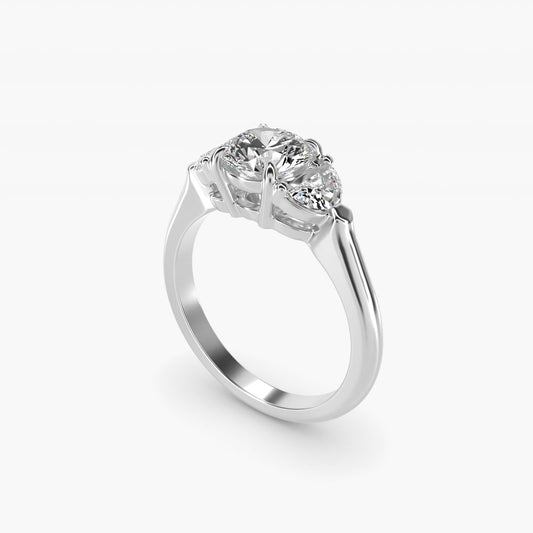 Three-Stone Half-Moon Sidestone Diamond Engagement Ring in Platinum (1/2 ct. tw.) - Round Center
