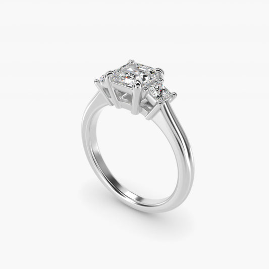 Three-Stone Princess Diamond Engagement Ring in 14k White Gold (1/3 ct. tw.) - Asscher Center