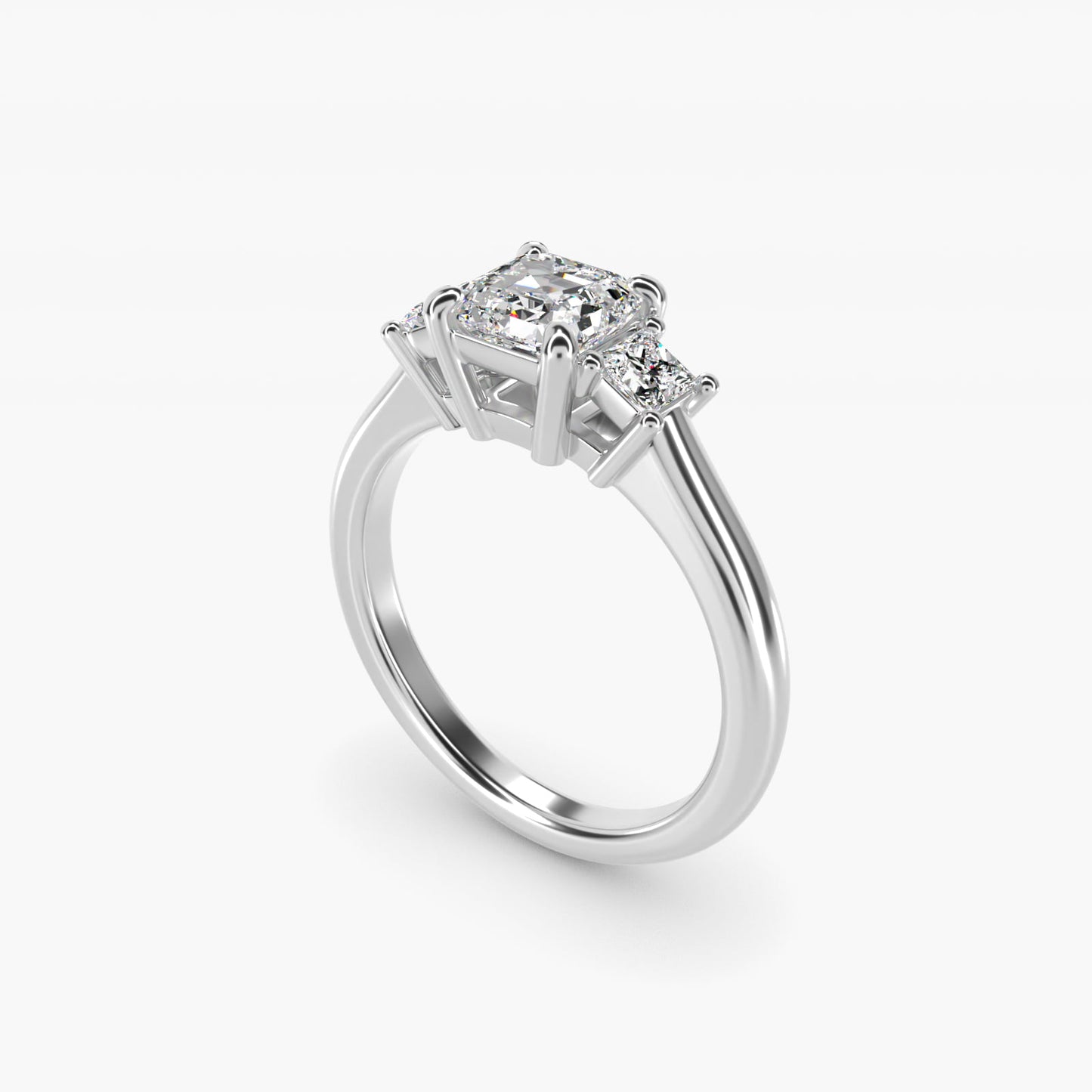 Three-Stone Princess Diamond Engagement Ring in 18k White Gold (1/3 ct. tw.) - Asscher Center