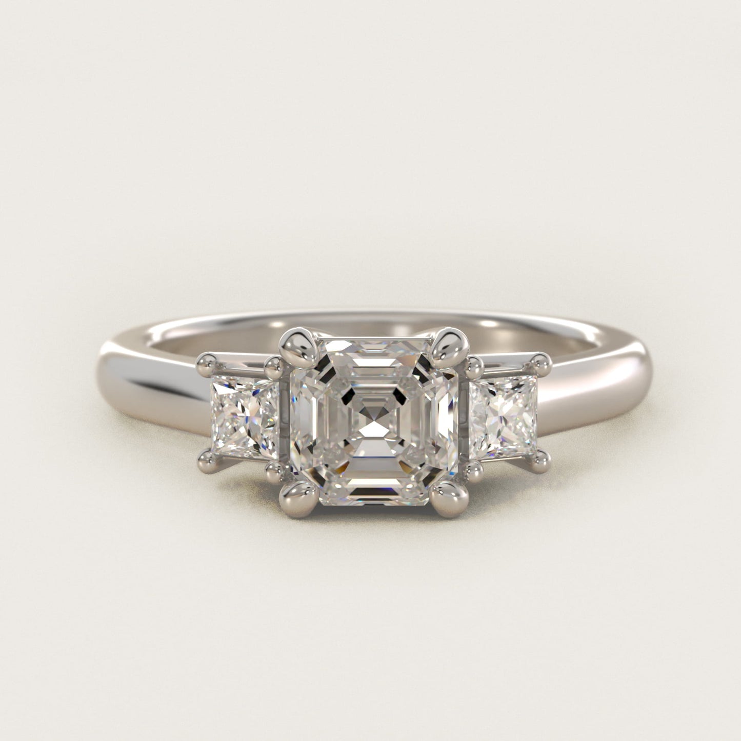 Three-Stone Princess Diamond Engagement Ring in 14k White Gold (1/3 ct. tw.) - Asscher Center