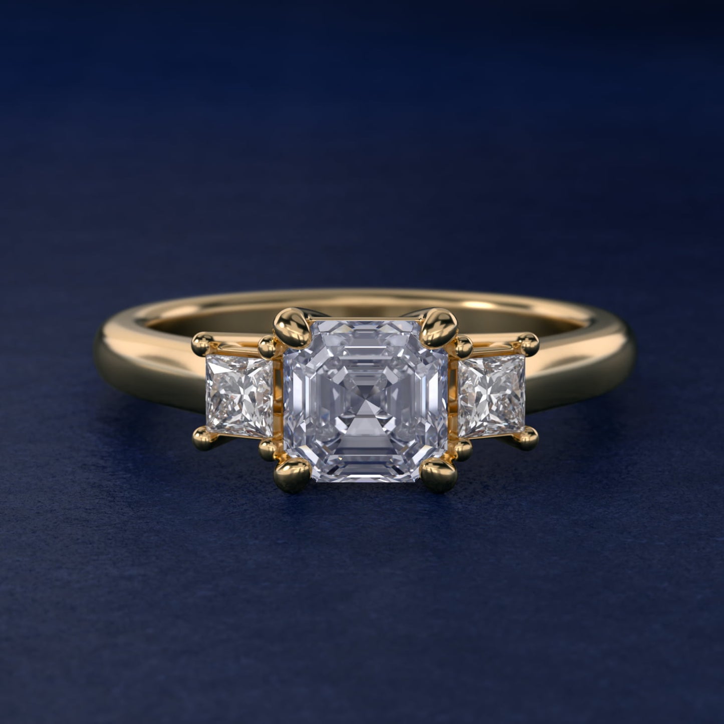 Three-Stone Princess Diamond Engagement Ring in 18k Yellow Gold (1/3 ct. tw.) - Asscher Center