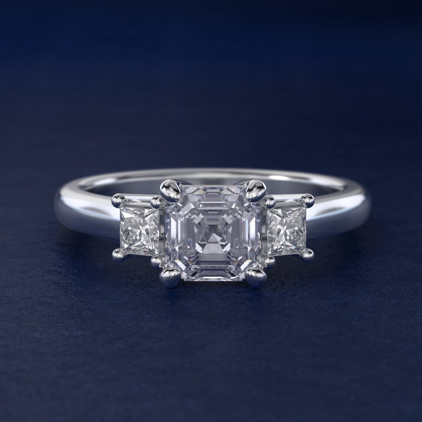 Three-Stone Princess Diamond Engagement Ring in Platinum (1/3 ct. tw.) - Asscher Center