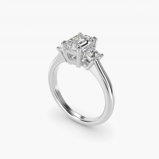 Three-Stone Princess Diamond Engagement Ring in 14k White Gold (1/3 ct. tw.) - Emerald Center